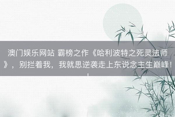 澳门娱乐网站 霸榜之作《哈利波特之死灵法师》，别拦着我，我就思逆袭走上东说念主生巅峰！