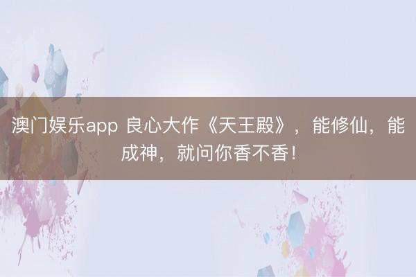 澳门娱乐app 良心大作《天王殿》，能修仙，能成神，就问你香不香！