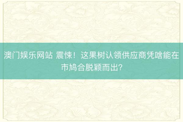 澳门娱乐网站 震悚！这果树认领供应商凭啥能在市鸠合脱颖而出？