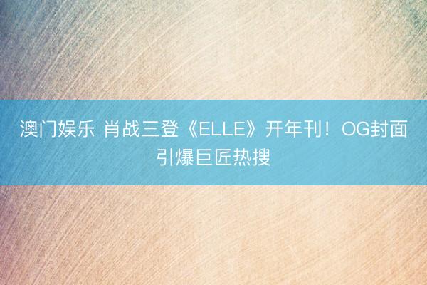 澳门娱乐 肖战三登《ELLE》开年刊！OG封面引爆巨匠热搜