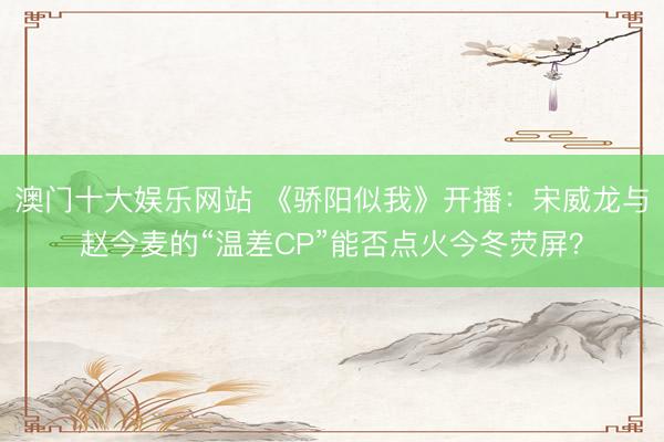 澳门十大娱乐网站 《骄阳似我》开播：宋威龙与赵今麦的“温差CP”能否点火今冬荧屏？