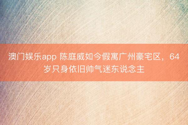 澳门娱乐app 陈庭威如今假寓广州豪宅区，64岁只身依旧帅气迷东说念主