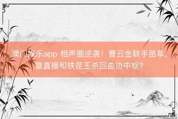 澳门娱乐app 相声圈逆袭！曹云金联手苗阜，靠直播和铁昆玉杀回曲协中枢？