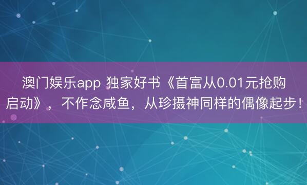 澳门娱乐app 独家好书《首富从0.01元抢购启动》，不作念咸鱼，从珍摄神同样的偶像起步！
