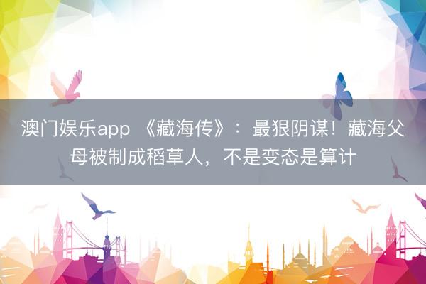 澳门娱乐app 《藏海传》：最狠阴谋！藏海父母被制成稻草人，不是变态是算计