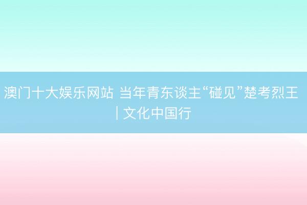 澳门十大娱乐网站 当年青东谈主“碰见”楚考烈王 | 文化中国行