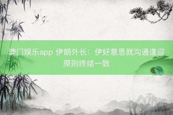 澳门娱乐app 伊朗外长：伊好意思就沟通逢迎原则终结一致