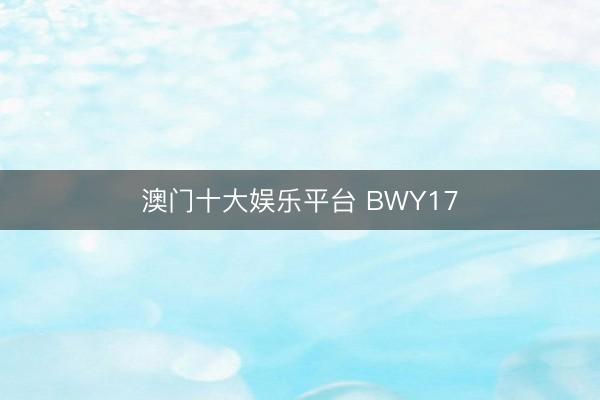 澳门十大娱乐平台 BWY17