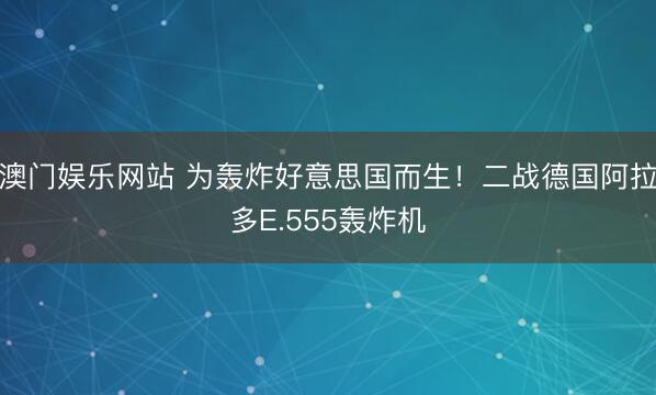 澳门娱乐网站 为轰炸好意思国而生！二战德国阿拉多E.555轰炸机