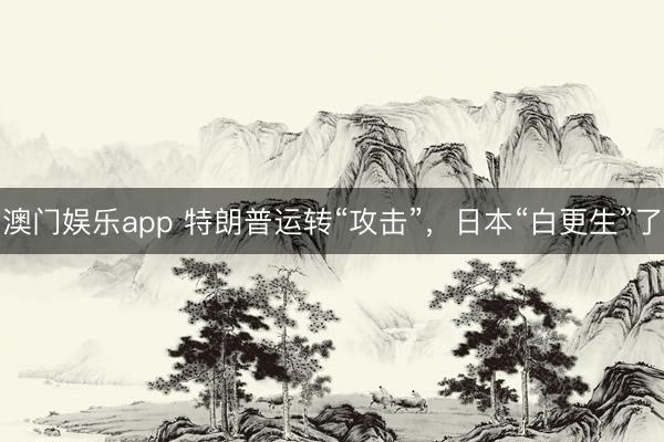 澳门娱乐app 特朗普运转“攻击”,日本“白更生”了