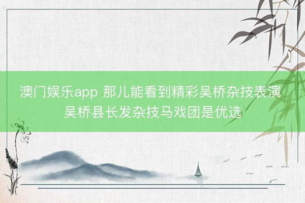 澳门娱乐app 那儿能看到精彩吴桥杂技表演 吴桥县长发杂技马戏团是优选