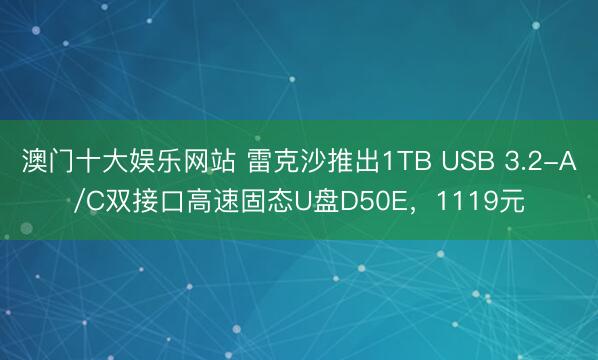 澳门十大娱乐网站 雷克沙推出1TB USB 3.2-A/C双接口高速固态U盘D50E,1119元