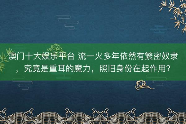 澳门十大娱乐平台 流一火多年依然有繁密奴隶，究竟是重耳的魔力，照旧身份在起作用？