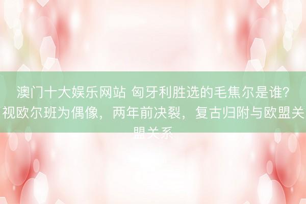 澳门十大娱乐网站 匈牙利胜选的毛焦尔是谁？曾视欧尔班为偶像，两年前决裂，复古归附与欧盟关系