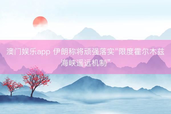 澳门娱乐app 伊朗称将顽强落实“限度霍尔木兹海峡遥远机制”