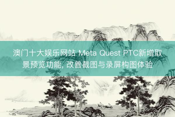 澳门十大娱乐网站 Meta Quest PTC新增取景预览功能， 改善截图与录屏构图体验