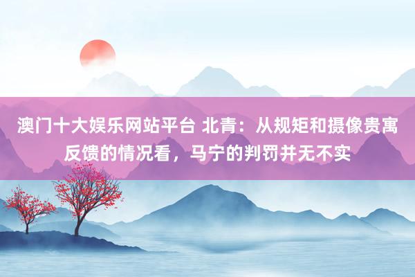 澳门十大娱乐网站平台 北青:从规矩和摄像贵寓反馈的情况看,马宁的判罚并无不实