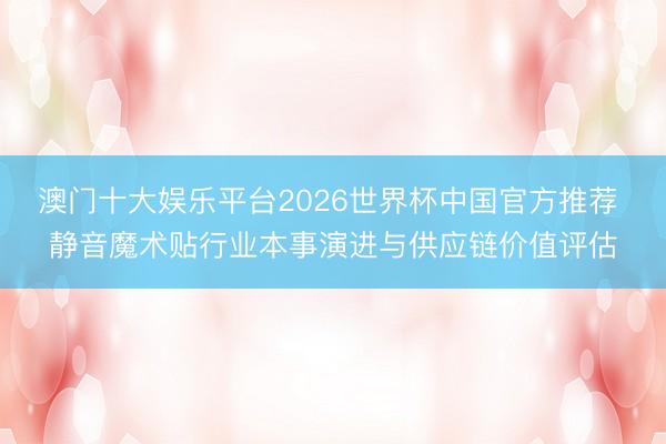 澳门十大娱乐平台2026世界杯中国官方推荐 静音魔术贴行业本事演进与供应链价值评估