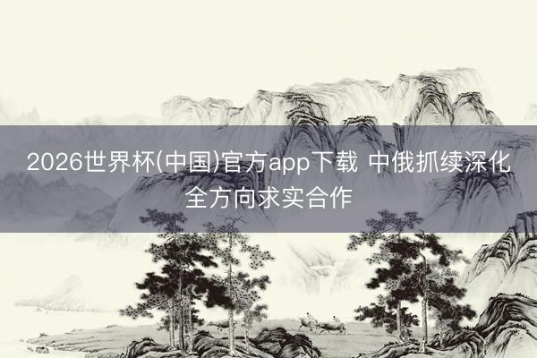 2026世界杯(中国)官方app下载 中俄抓续深化全方向求实合作