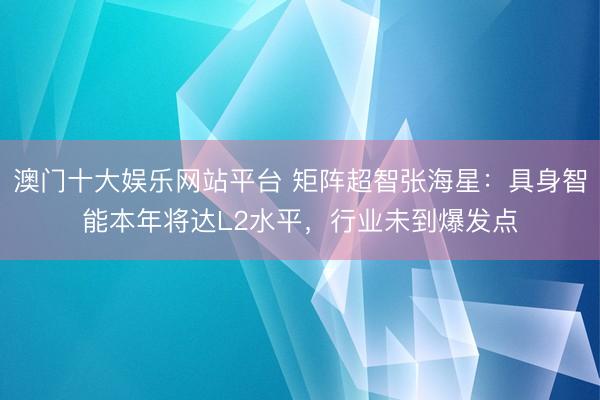 澳门十大娱乐网站平台 矩阵超智张海星：具身智能本年将达L2水平，行业未到爆发点