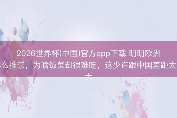 2026世界杯(中国)官方app下载 明明欧洲那么推崇，为啥饭菜却很难吃，这少许跟中国差距太大