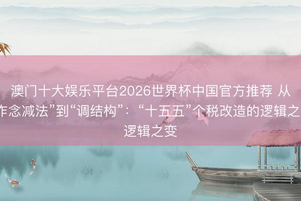 澳门十大娱乐平台2026世界杯中国官方推荐 从“作念减法”到“调结构”：“十五五”个税改造的逻辑之变