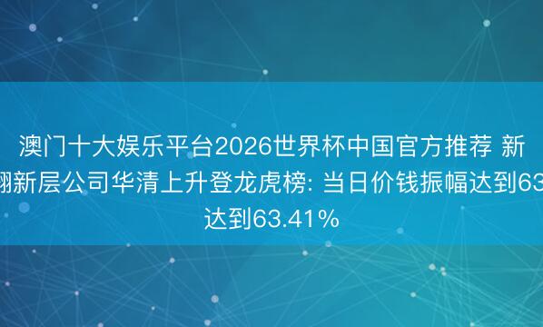 澳门十大娱乐平台2026世界杯中国官方推荐 新三板翻新层公司华清上升登龙虎榜: 当日价钱振幅达到63.41%