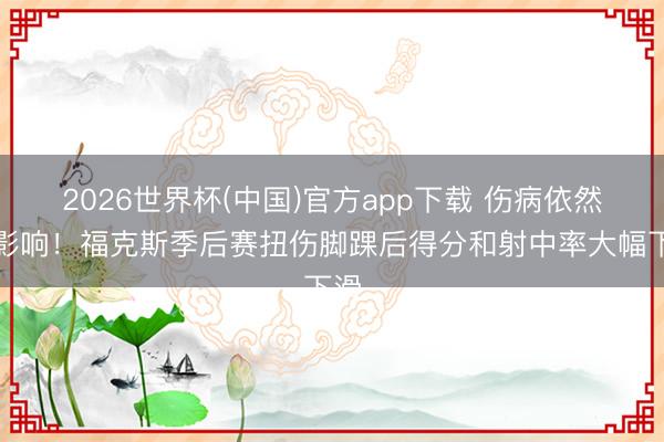 2026世界杯(中国)官方app下载 伤病依然有影响！福克斯季后赛扭伤脚踝后得分和射中率大幅下滑
